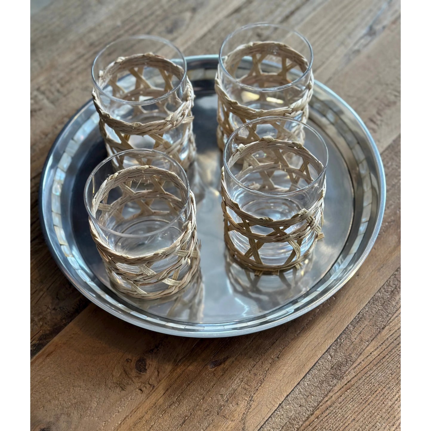 Aluminum Charcuterie Serving Tray with Mother Of Pearl Inlay