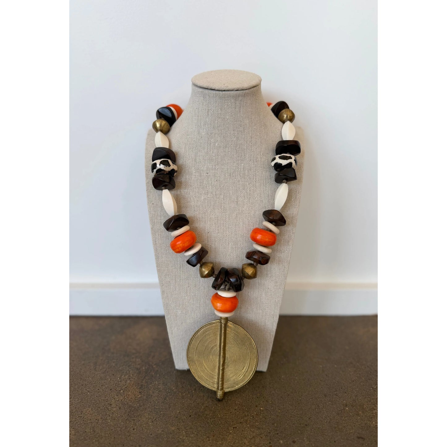 Orange Brass Pendent Necklace