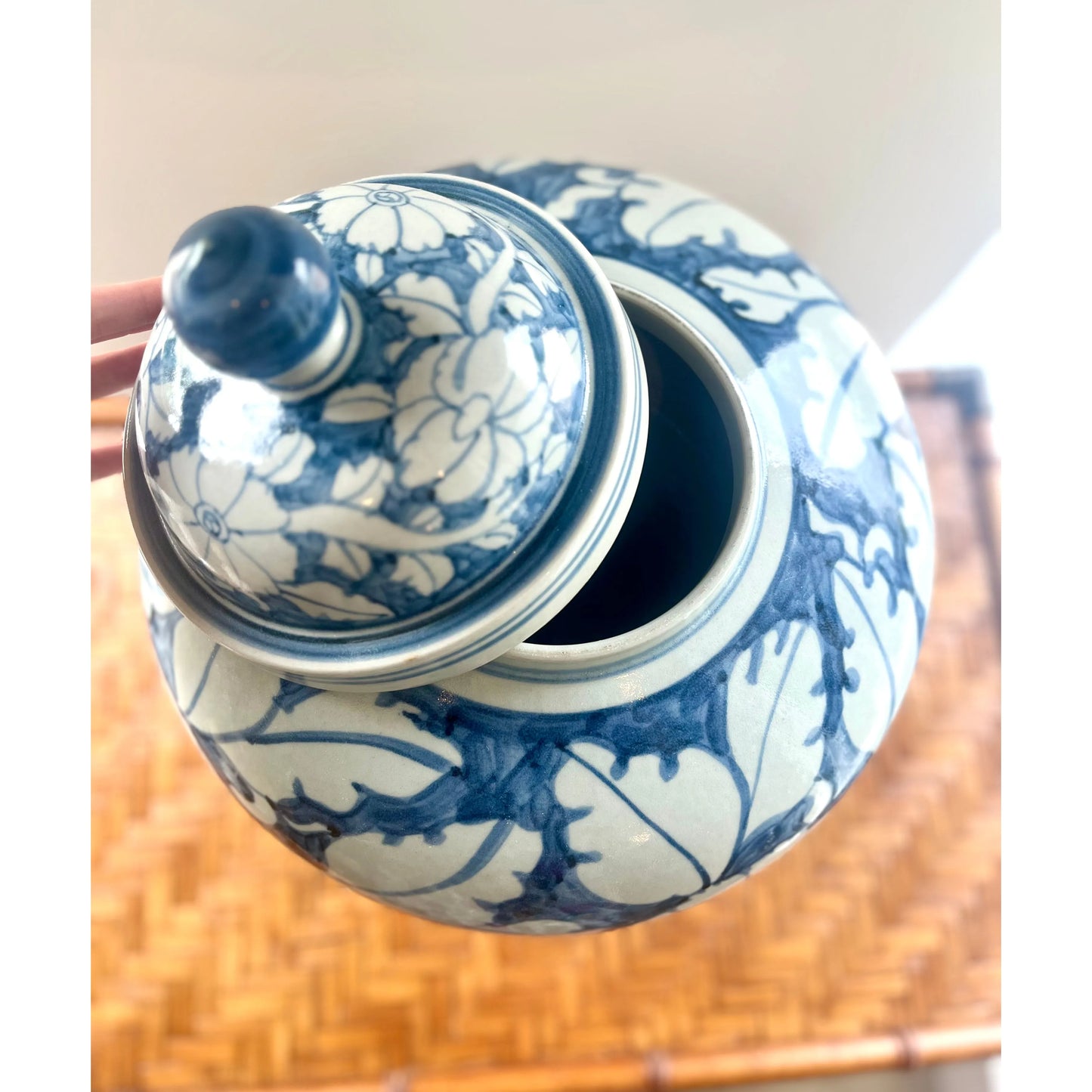 Large Blue & White Porcelain Floral Vessel