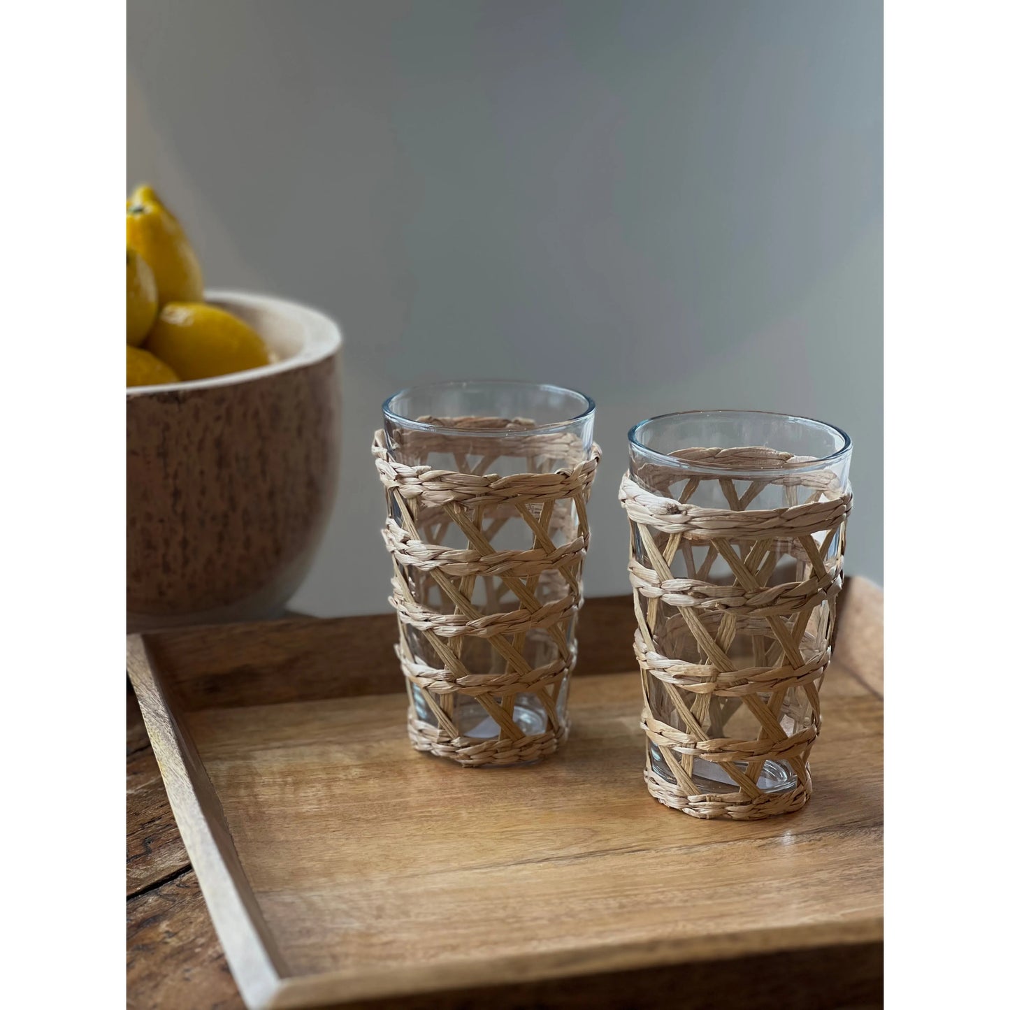 Natural Rattan Tumbler Glass