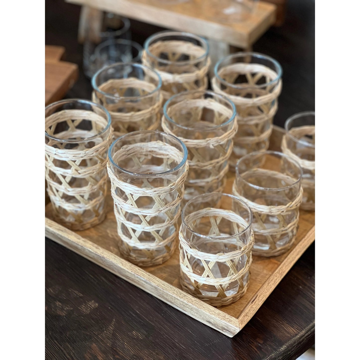 Natural Rattan Old Fashioned Glass