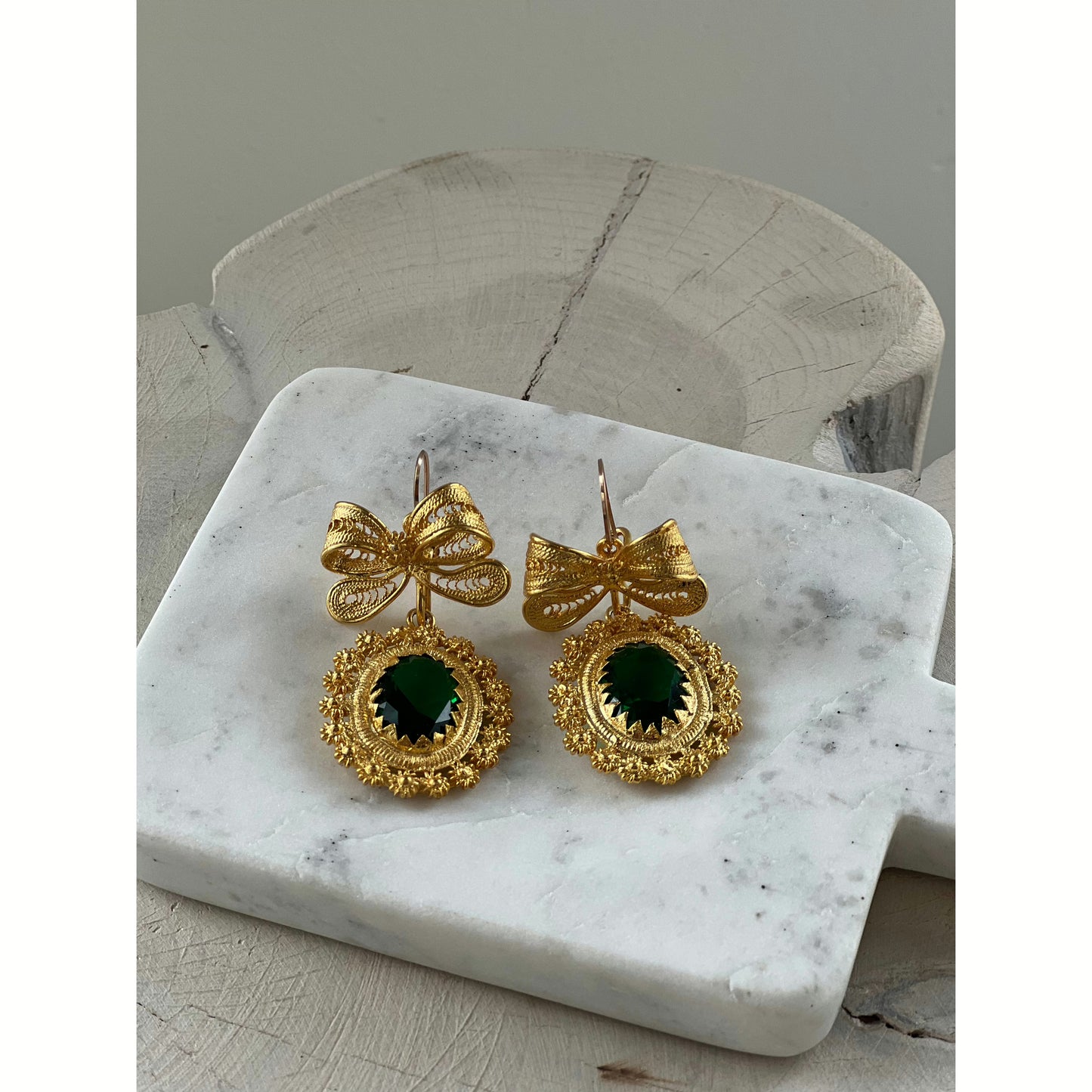 Emerald Crystal Earring Pair