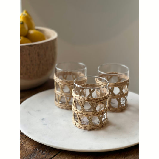 Natural Rattan Old Fashioned Glass