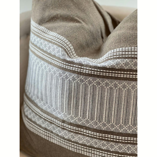 Olive Handloom Print Organic Cotton Pillow