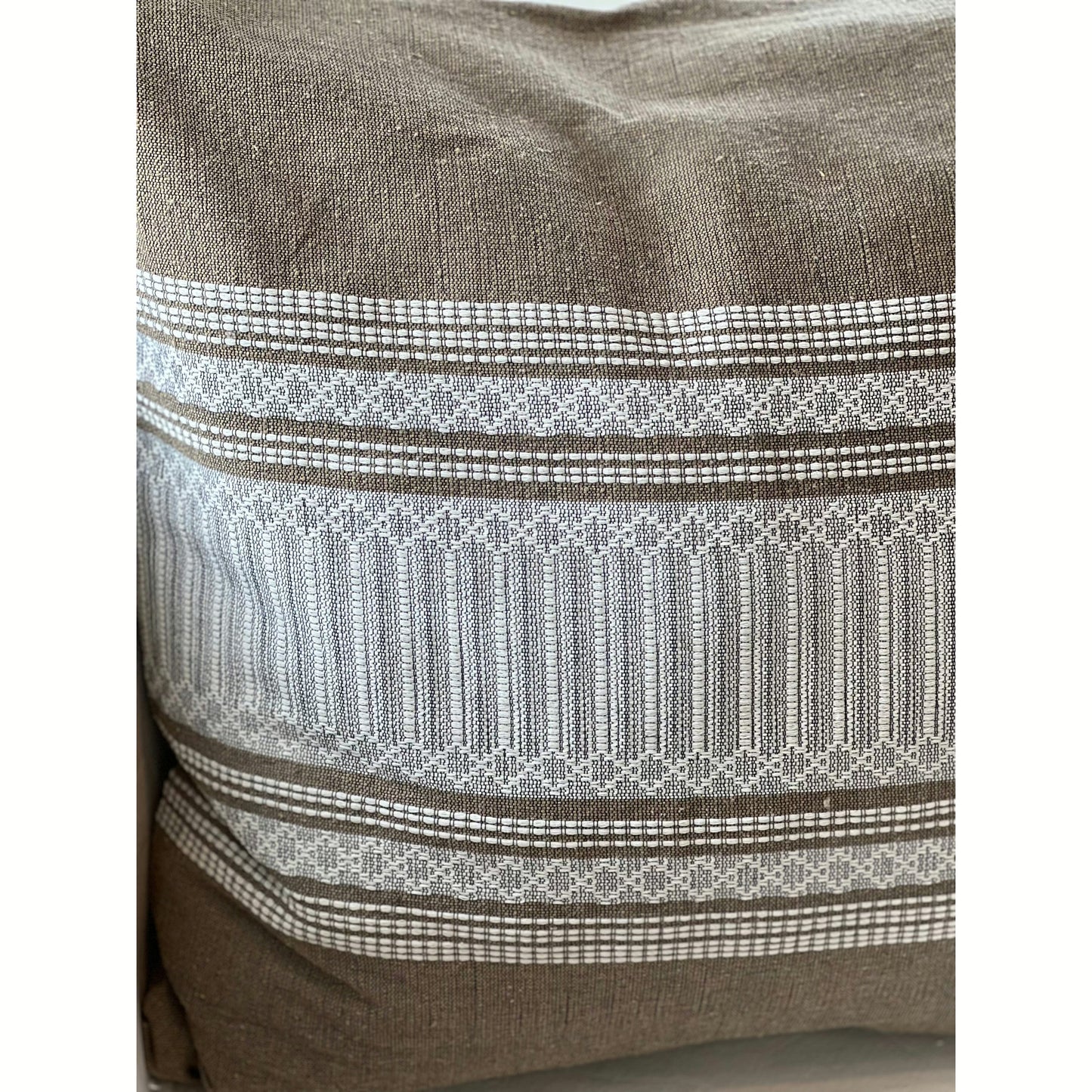 Olive Handloom Print Organic Cotton Pillow