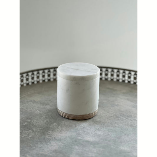 Marble & Balsa Wood Jar w/ Lid