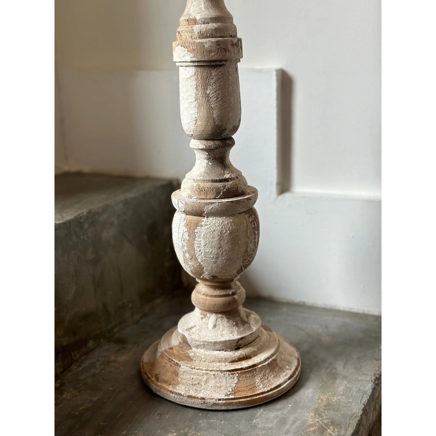 XL Bleached Wood Candle Holder