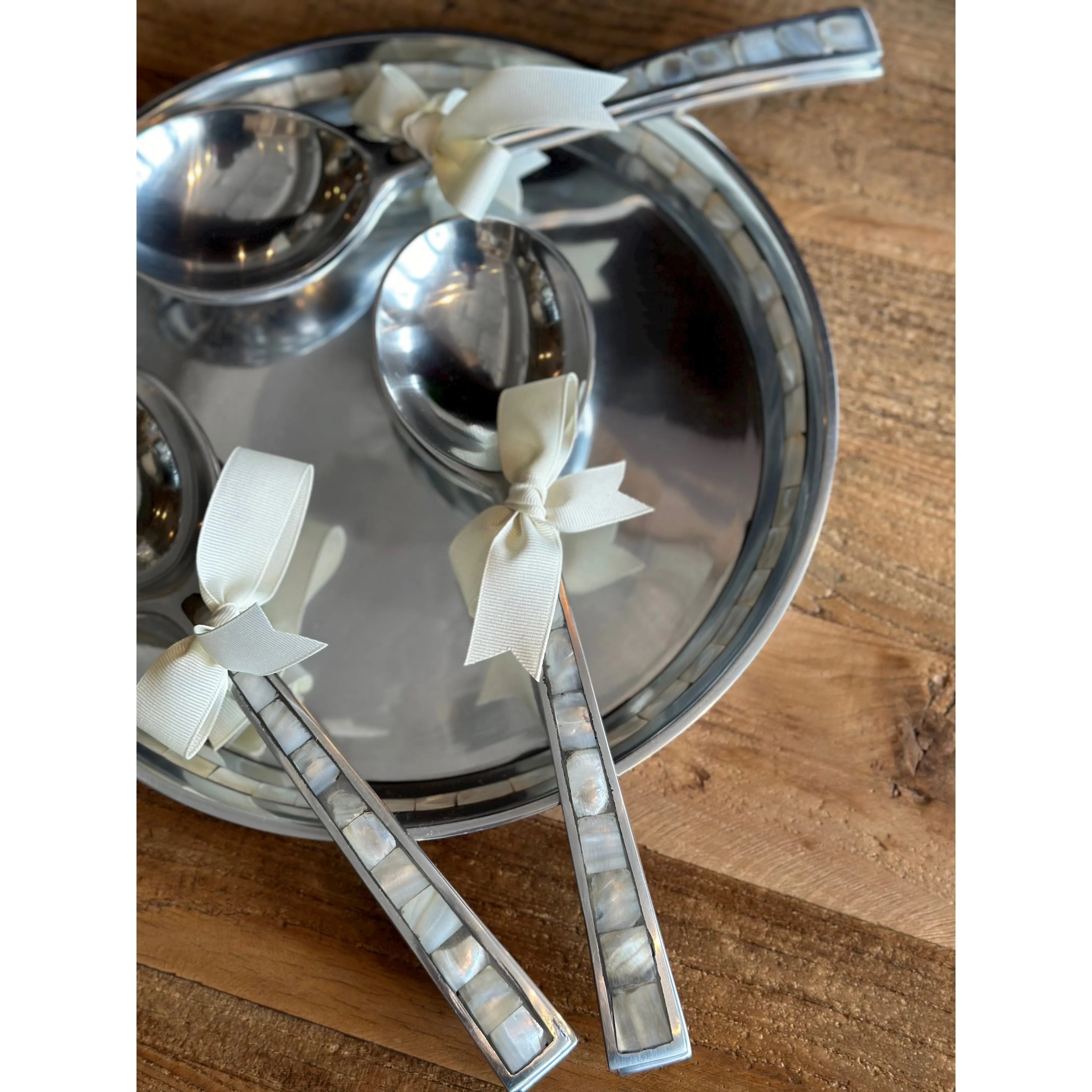 2 Pc Serving Utensils with Mother Of Pearl Inlay Handles – Estilo Home