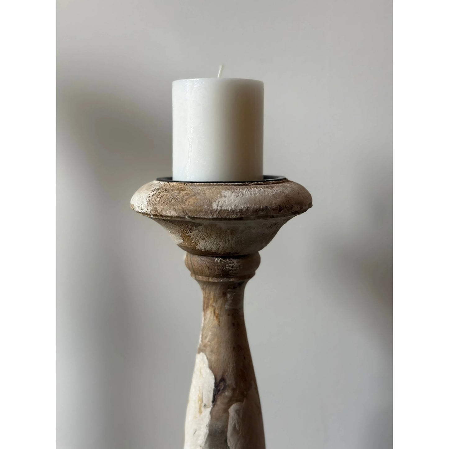 XL Bleached Wood Candle Holder