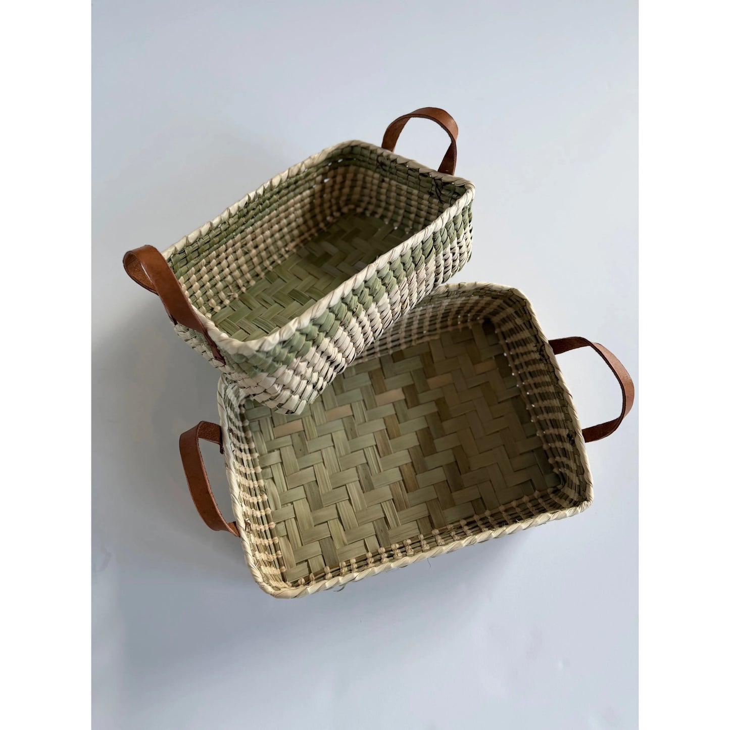 Woven Leather Strap Baskets