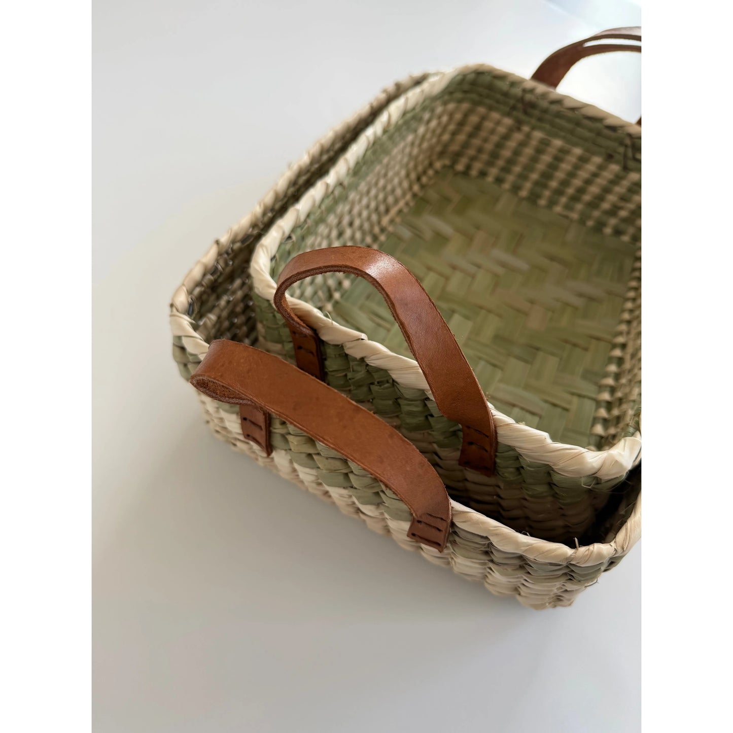 Woven Leather Strap Baskets