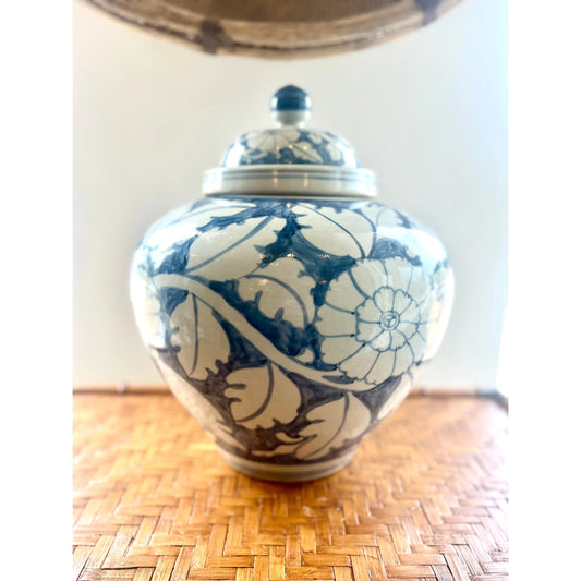 Large Blue & White Porcelain Floral Vessel