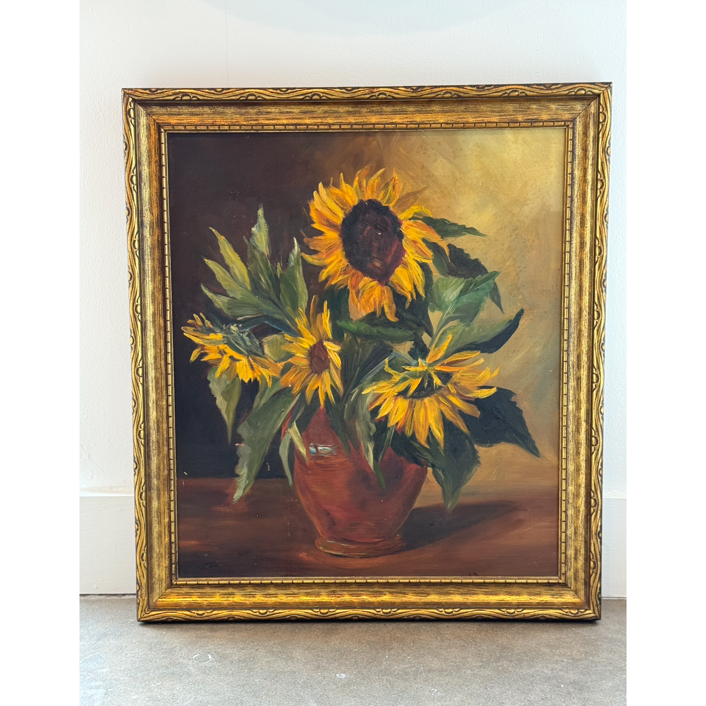 Vintage Sunflower Oil Painting