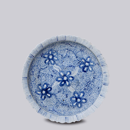 Blue and White Porcelain Floral Platter