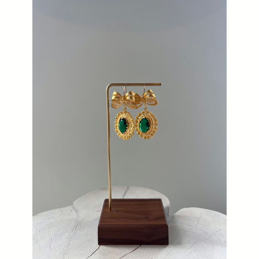 Emerald Crystal Earring Pair