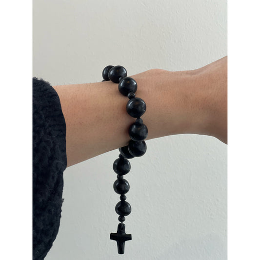 Black Ceramic Cross Beaded Bracelet