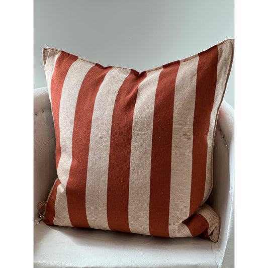 Neutral/ Terracotta Striped Pillow